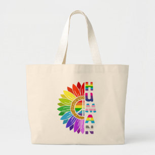 Sunflower Human in Rainbow Colour   LGBTQ   Pride Large Tote Bag