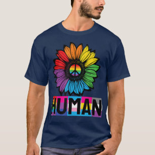 Sunflower HUMAN LGBT Flag Gay Pride Month LGBTQ T-Shirt
