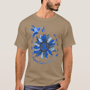Sunflower Hummingbird Blue Ribbon Prostate Cancer T-Shirt