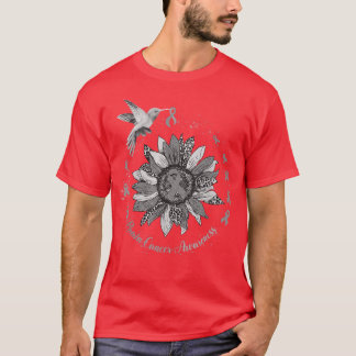 Sunflower Hummingbird Gray Brain Cancer Warrior  T-Shirt