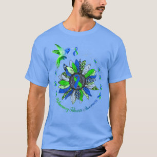Sunflower Hummingbird Green Blue Ribbon Pulmonary T-Shirt