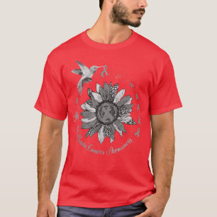 Sunflower Hummingbird Grey Brain Cancer Warrior T-Shirt