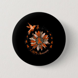 Sunflower Hummingbird Orange Ribbon CRPS Warrior  6 Cm Round Badge