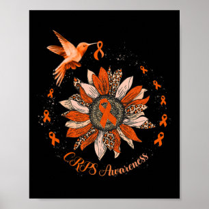 Sunflower Hummingbird Orange Ribbon CRPS Warrior Poster
