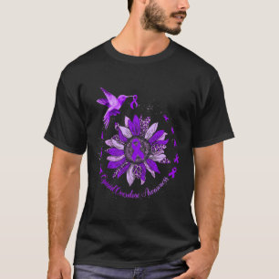 Sunflower Hummingbird Purple Ribbon Opioid Overdos T-Shirt