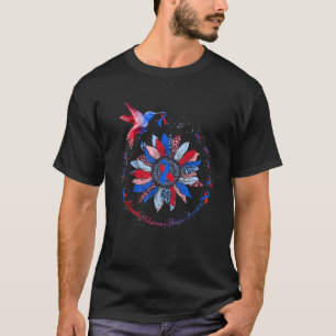 Sunflower Hummingbird Red Blue Ribbon Idiopathic P T-Shirt