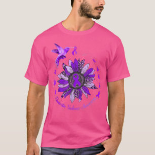 Sunflower Hummingbird Ribbon Domestic Violence War T-Shirt