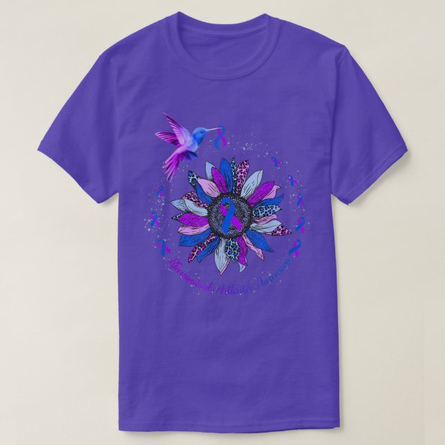 Sunflower Hummingbird Ribbon Rheumatoid Arthritis  T-Shirt (Design Front)