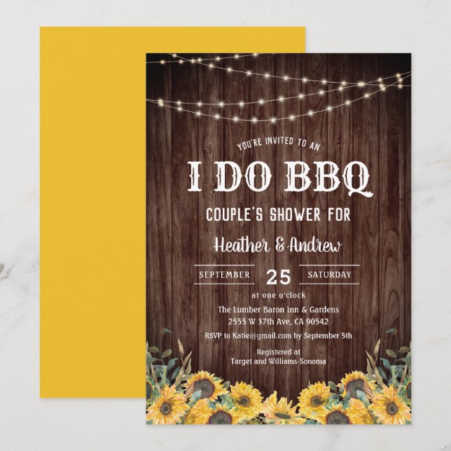 Sunflower I Do BBQ Couple Shower Engagement Invitation (Front/Back)