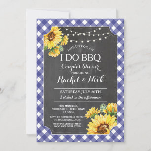 Sunflower I DO BBQ Couples Shower Gingham Invitation