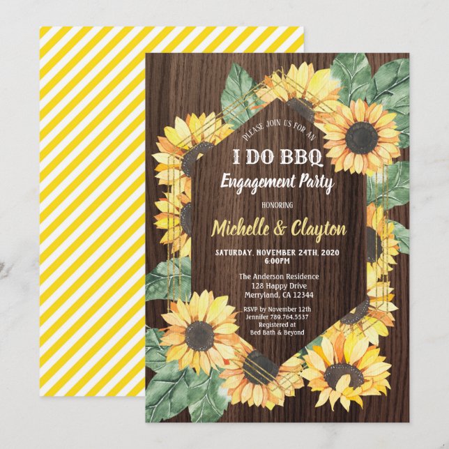 Sunflower I do BBQ Engagement Party Invitation (Front/Back)