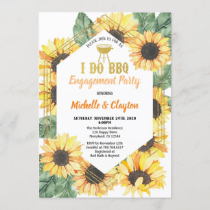 Sunflower I doo BBQ Engagement Party Invitation