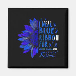Sunflower I Wear Blue Ribbon for Ataxia Awareness Magnet