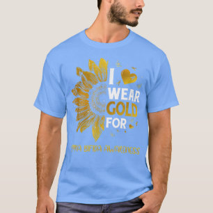 Sunflower I Wear Gold Ribbon Spina Bifida Awarenes T-Shirt