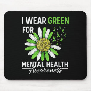 Sunflower I Wear Green For Mental Health Awareness Mouse Mat