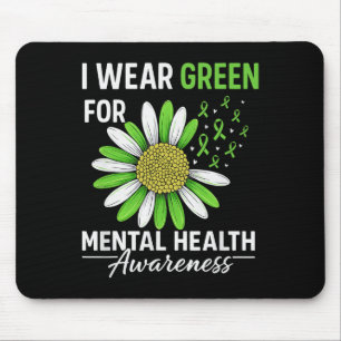 Sunflower I Wear Green For Mental Health Awareness Mouse Mat