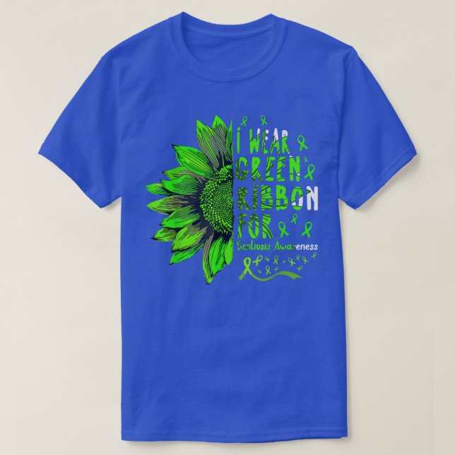 Sunflower I Wear Green Ribbon for Scoliosis Awaren T-Shirt (Design Front)