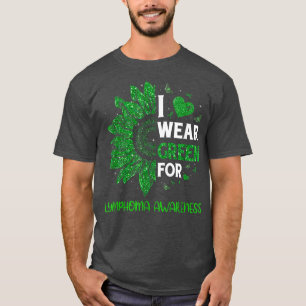 Sunflower I Wear Green Ribbon Lymphoma Awareness T-Shirt
