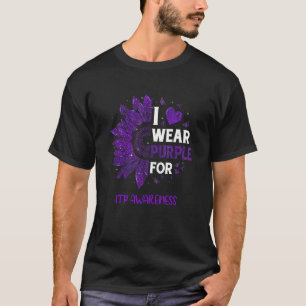 Sunflower I Wear Purple Ribbon Itp Awareness T-Shirt