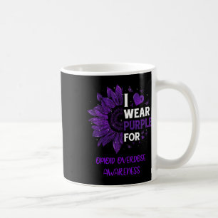 Sunflower I Wear Purple Ribbon Opioid Overdose Awa Coffee Mug