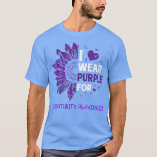Sunflower I Wear Purple Ribbon Prematurity Awarene T-Shirt