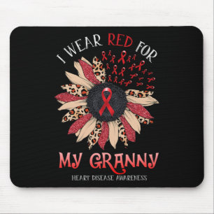 Sunflower I Wear Red Ribbon Granny Heart Disease A Mouse Mat