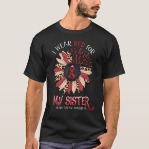 Sunflower I Wear Red Ribbon Sister He Disease Awar T-Shirt
