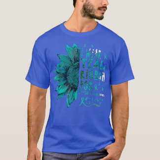 Sunflower I Wear Teal Ribbon for PTSD Awareness  T-Shirt