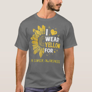 Sunflower I Wear Yellow Ribbon Bone Cancer Awarene T-Shirt