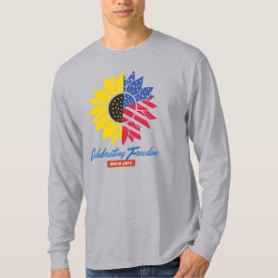 Sunflower Illustration 4th Of July T-Shirt
