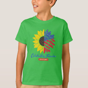 Sunflower Illustration 4th Of July T-Shirt