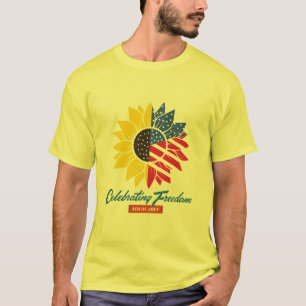 Sunflower Illustration 4th Of July T-Shirt