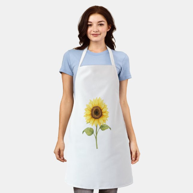 Sunflower Illustration — Bright Botanical Art Apron (Worn)
