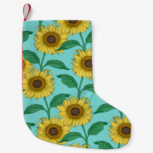 Sunflower Illustration Fashion Repeat Pattern Small Christmas Stocking