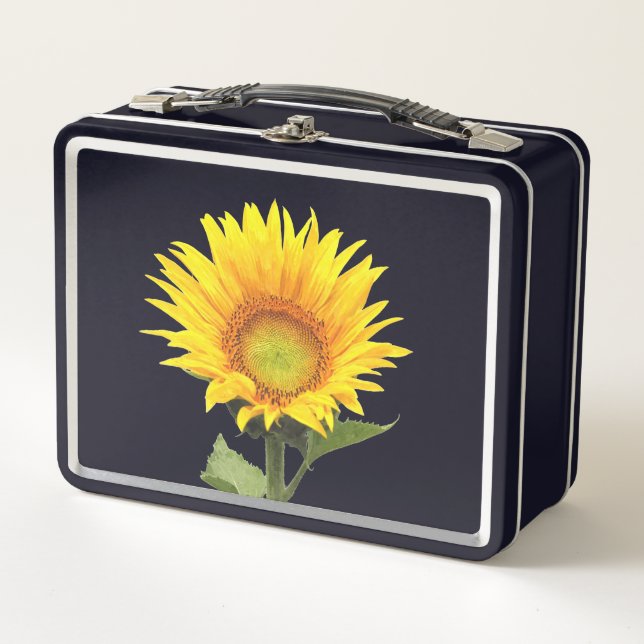 Sunflower Illustration Metal Lunch Box (Front)