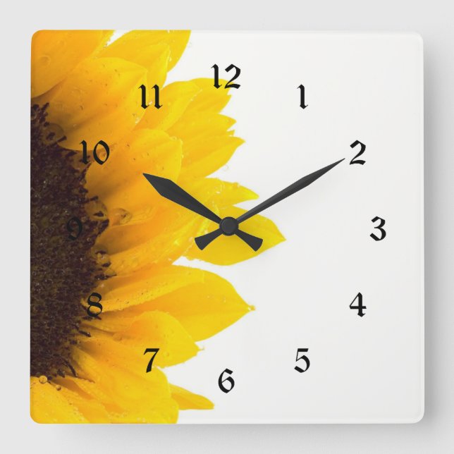 Sunflower image, popular design square wall clock (Front)