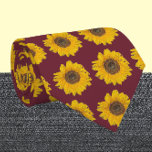 sunflower in burgundy no2 tie<br><div class="desc">Cheerful sunflowers in burgundy/ maroon background . Great gift for gardening moms . By Alma Wad .Front and back design .</div>