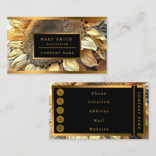 Sunflower In Frame Modern Art Collection Business Card