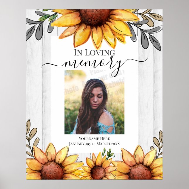 Sunflower In Loving Memory Photo Poster (Front)