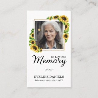 Sunflower In Loving Memory Photo Prayer Card