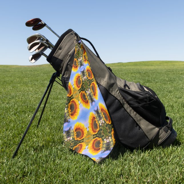 Sunflower In Sunshine Abstract Art Pattern     Golf Towel (Green)
