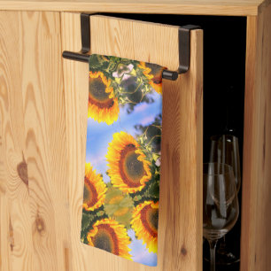Sunflower In Sunshine Abstract Art Pattern      Tea Towel