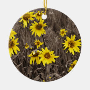 Sunflower in the Rocky Mountain Ceramic Tree Decoration
