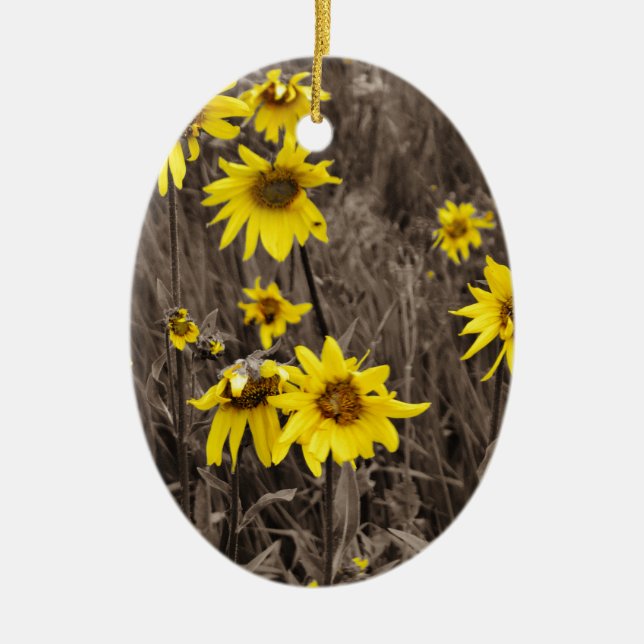 Sunflower in the Rocky Mountain Ceramic Tree Decoration (Front)