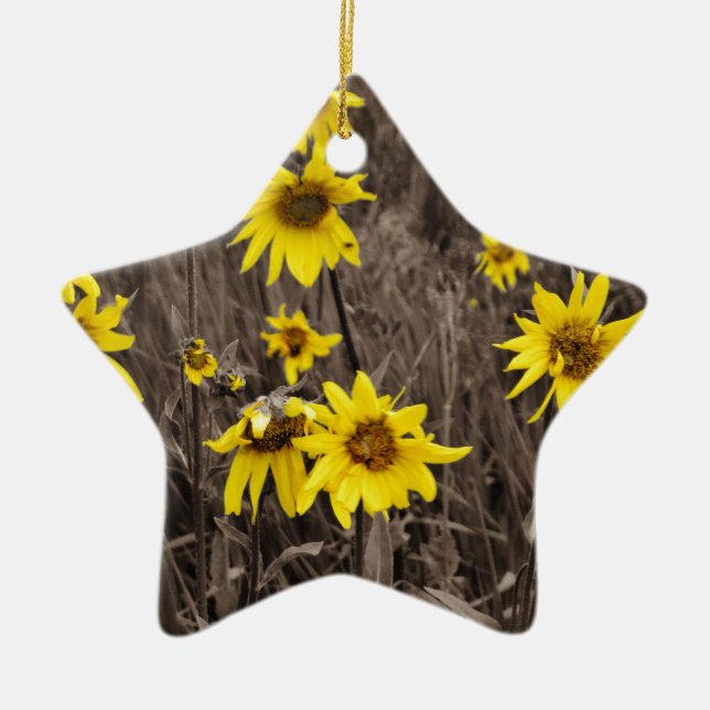 Sunflower in the Rocky Mountain Ceramic Tree Decoration (Front)