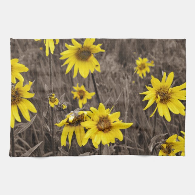 Sunflower in the Rocky Mountain Tea Towel (Horizontal)