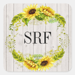 Sunflower Initials Sticker