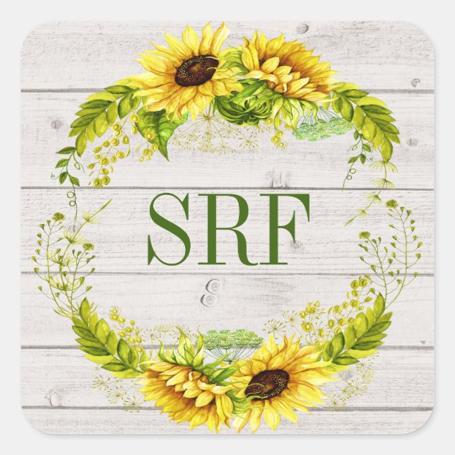 Sunflower Initials Sticker (Front)
