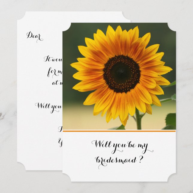 Sunflower Invitation Flat Card (Front/Back)