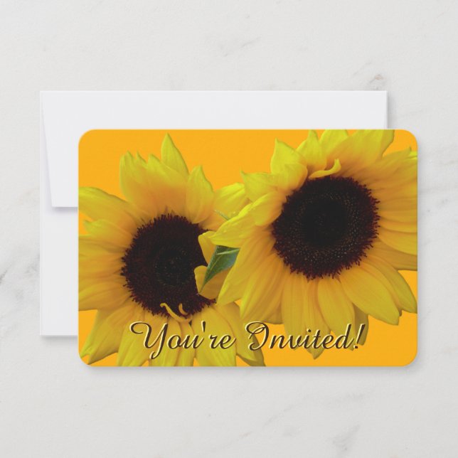 Sunflower Invitation Personalise Flower RSVP Card (Front)